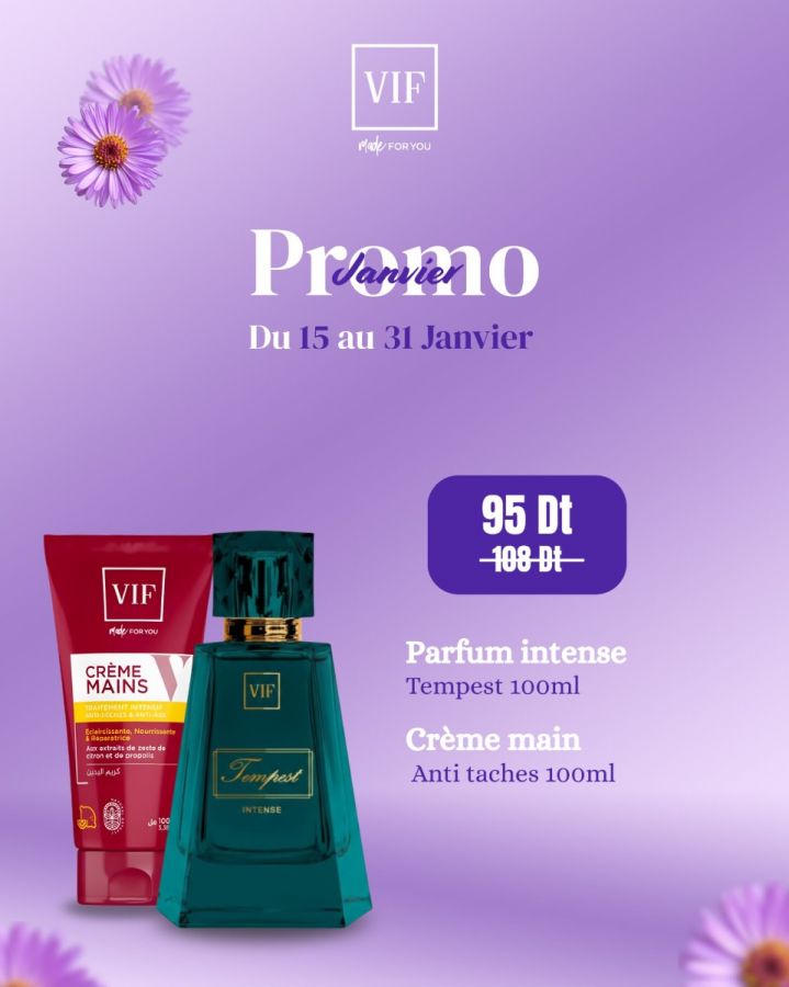 Pack Parfum Tempest 100ml - Creme a main anti tache 100ml