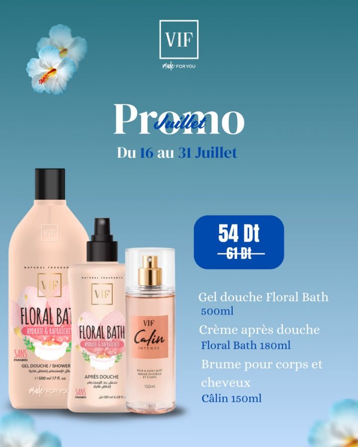 Pack Brume de corps et cheveux Calin 150 ml - Gel douche Floral 500ml - Crème après douche Floral 180ml