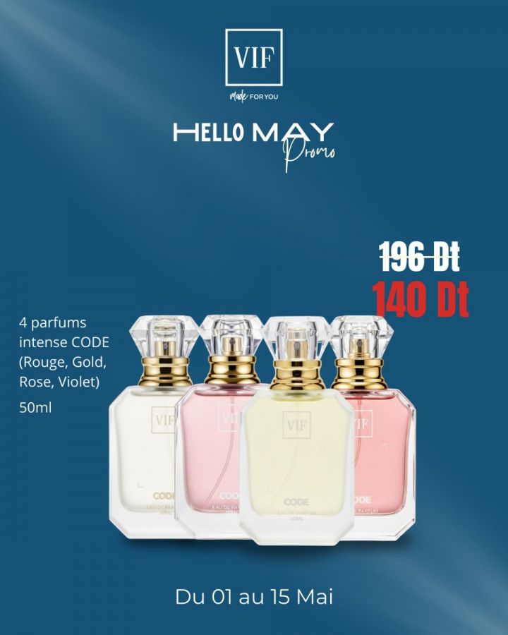 Pack Parfum Femme 50ml Code Rose - Code Rouge - Code Gold - Code Violet
