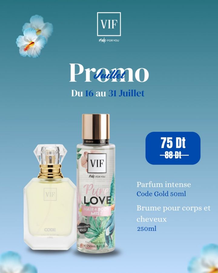 Pack Brume de corps et cheveux Pure Love 250 ml - Parfum Femme Code Gold 50 ml