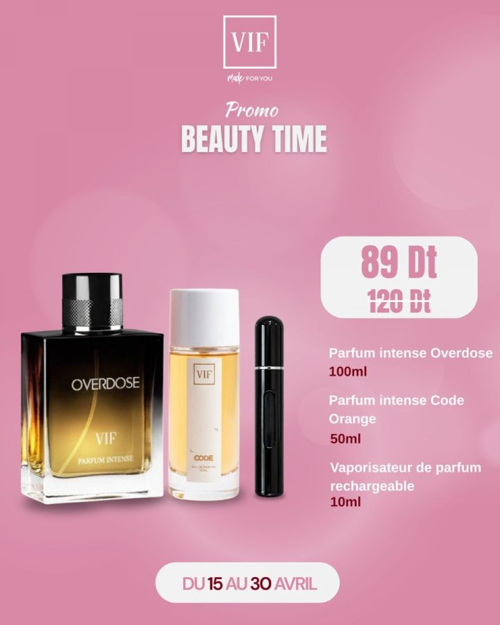 Pack Parfum intense Overdose 100ml - Parfum Homme Code Orange 50 ml - Vaporisateur de parfum rechargeable Noir 10 ml