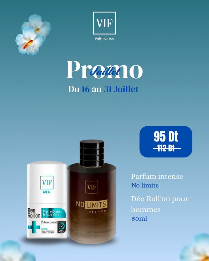 Pack Parfum intense No Limits 100ml - Deo Roll'on pour hommes 50ml