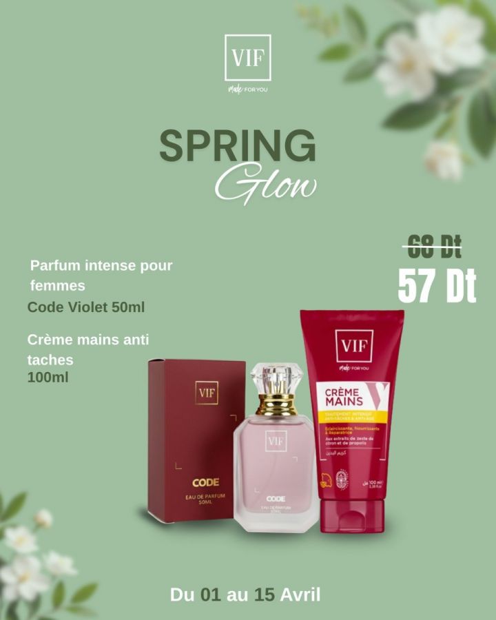Pack Crème mains Anti-tâches 100 ml - Parfum Femme Code Violet 50 ml