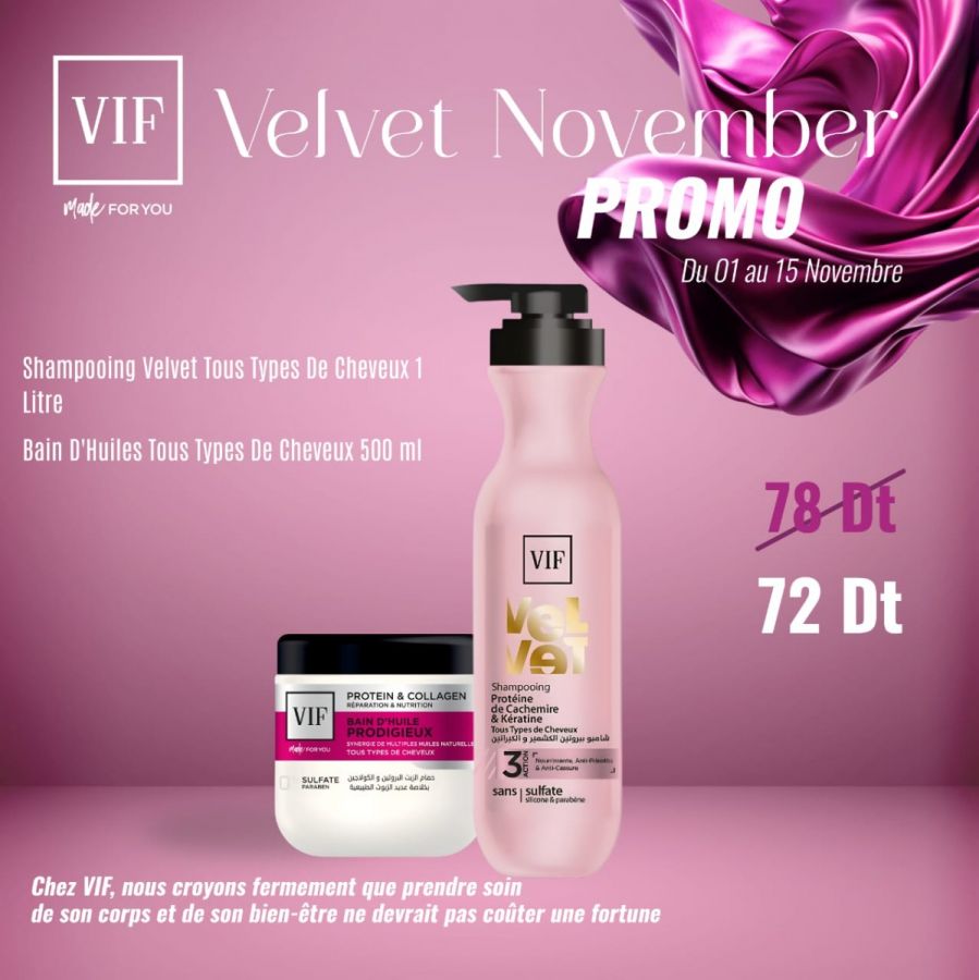 Pack Bain d'huiles 500ml - Shampoing velvet 1 litre 