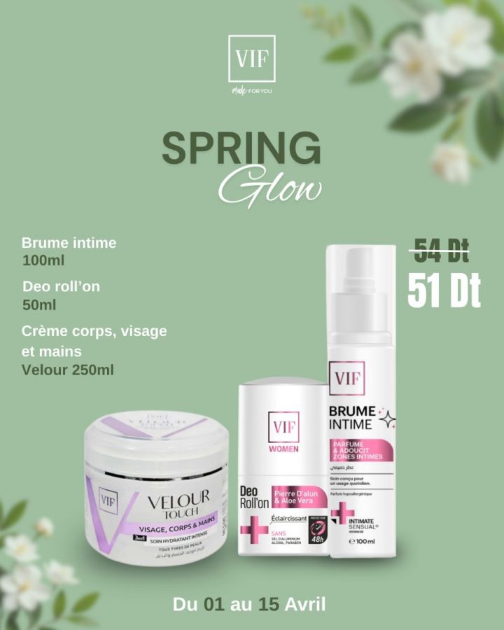 Pack Deo Roll'on pour femmes 50ml - Brume intime 100ml - Crème Visage Corps & Mains VELOUR 250ml