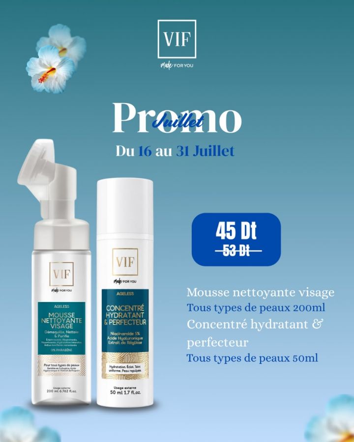 Pack Mousse nettoyante visage 200 ml - Concentré Hydratant & Perfecteur Ageless 50ml