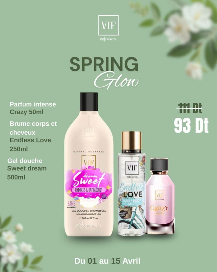 Pack Parfum intense Crazy 50ml - Gel douche Sweet Dream 500ml - Brume de corps et cheveux Endless Love 250 ml