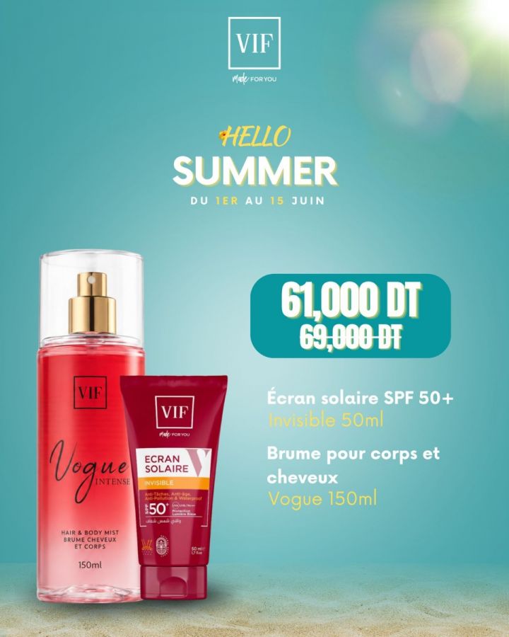 Pack Ecran solaire invisible SPF 50+ - Brume de corps et cheveux Vogue 150 ml