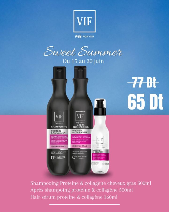 Pack Hair Serum Protein & Collagen160 ml - Shampoing Protein&Collagen Cheveux Gras 500 ml - Après Shampoing Protein&Collagen Cheveux Gras 500 ml