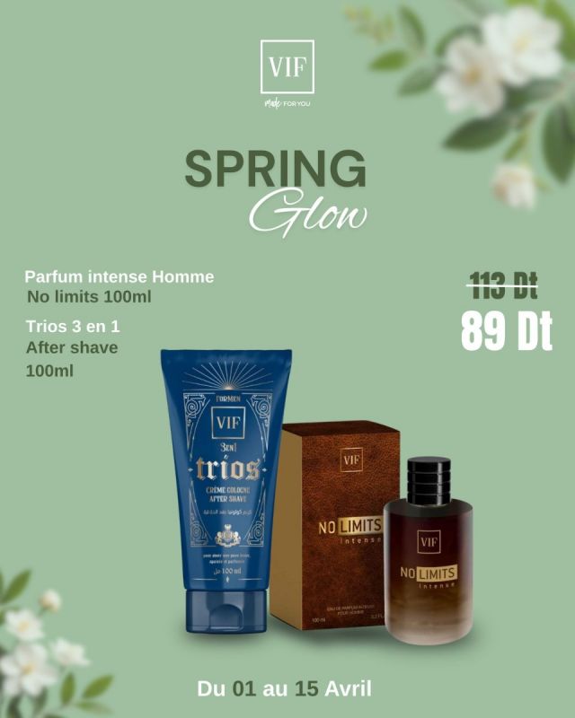 Pack Parfum intense No Limits 100ml - Crème Cologne - After Shave - TRIOS