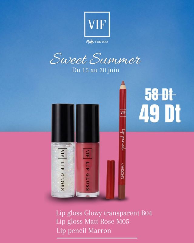 Pack Gloss Brillant Pailleté B04 - Gloss Matte Rose M05 - Lip Pencil Marron