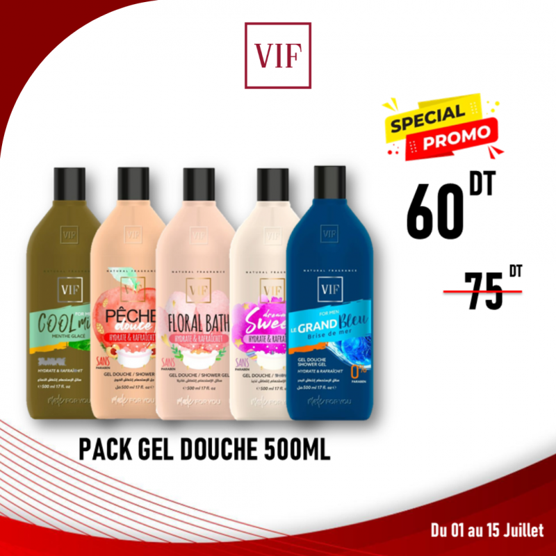 Pack 5 gel douche 500ml
