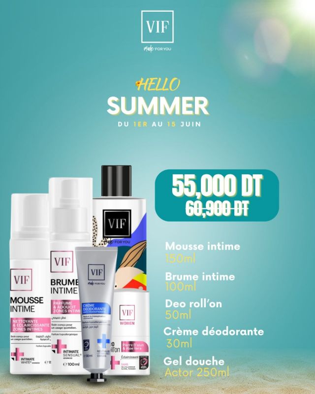 Pack Brume intime 100ml - Mousse intime 150ml - Crème Deodorante 30 ml - Deo Roll'on pour femmes 50ml - Gel douche Actor 250ml