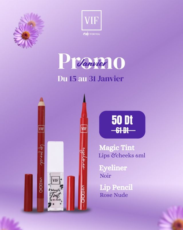 Pack Magic tint - Eyeliner noir - Lip pencil rose nude