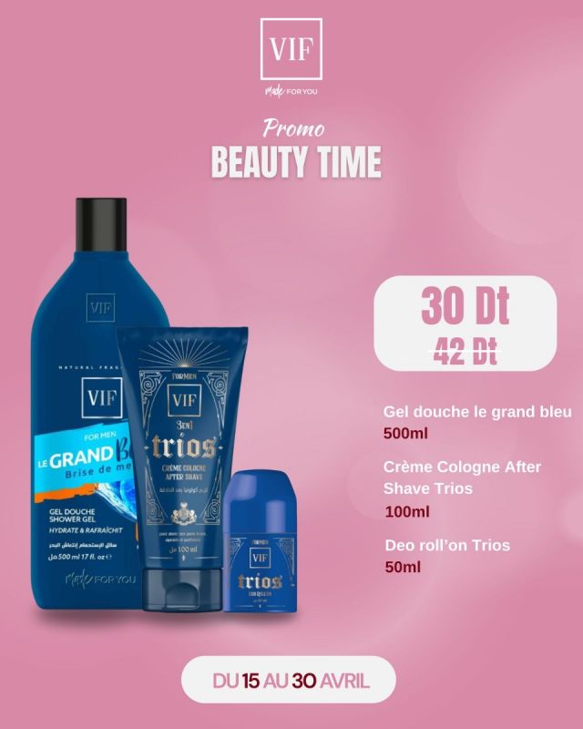 Pack Deo Roll'on Trios 50 ml - Gel douche Le Grand Bleu 500ml - Crème Cologne - After Shave - TRIOS