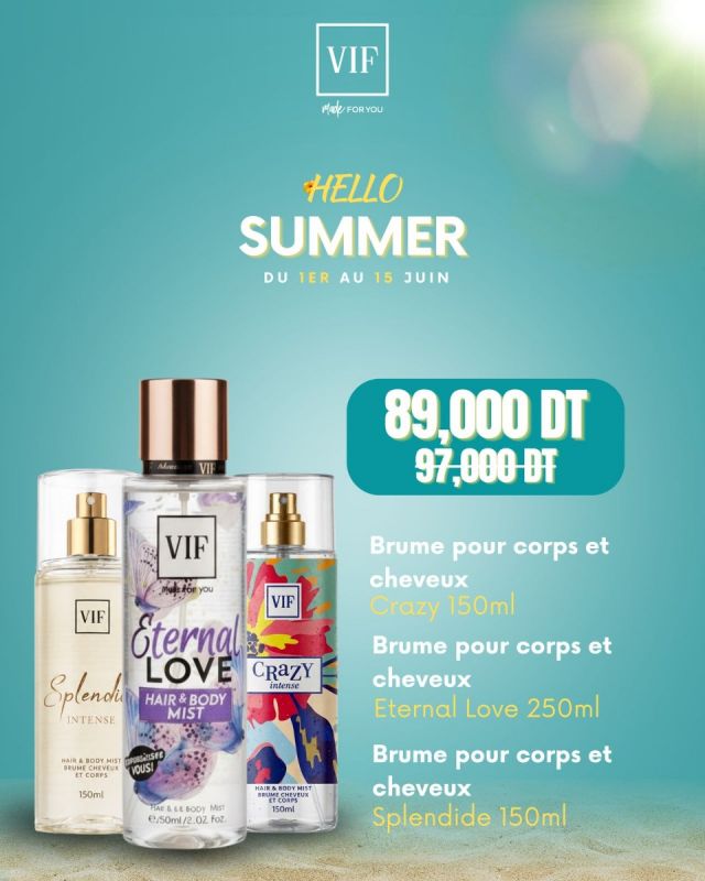 Pack Brume de corps et cheveux Crazy 150 ml - Brume de corps et cheveux Eternal Love 250 ml - Brume de corps et cheveux Splendide 150 ml