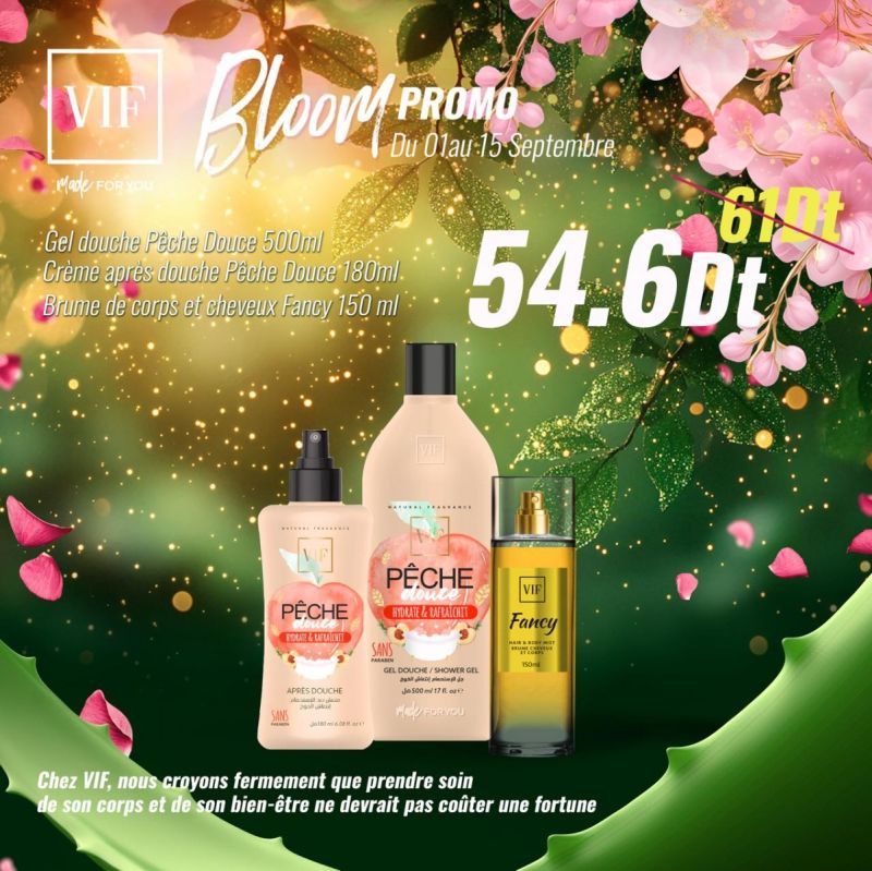 Pack Brume de corps cheveux Fancy 150ml - Gel douche et creme 180ml peche