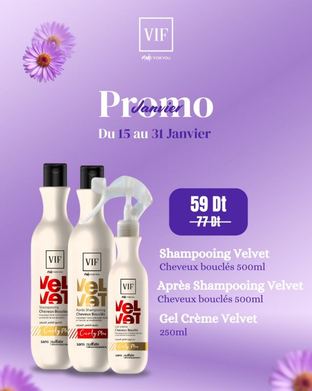 Pack velvet pour cheveux boucles 1-2-3