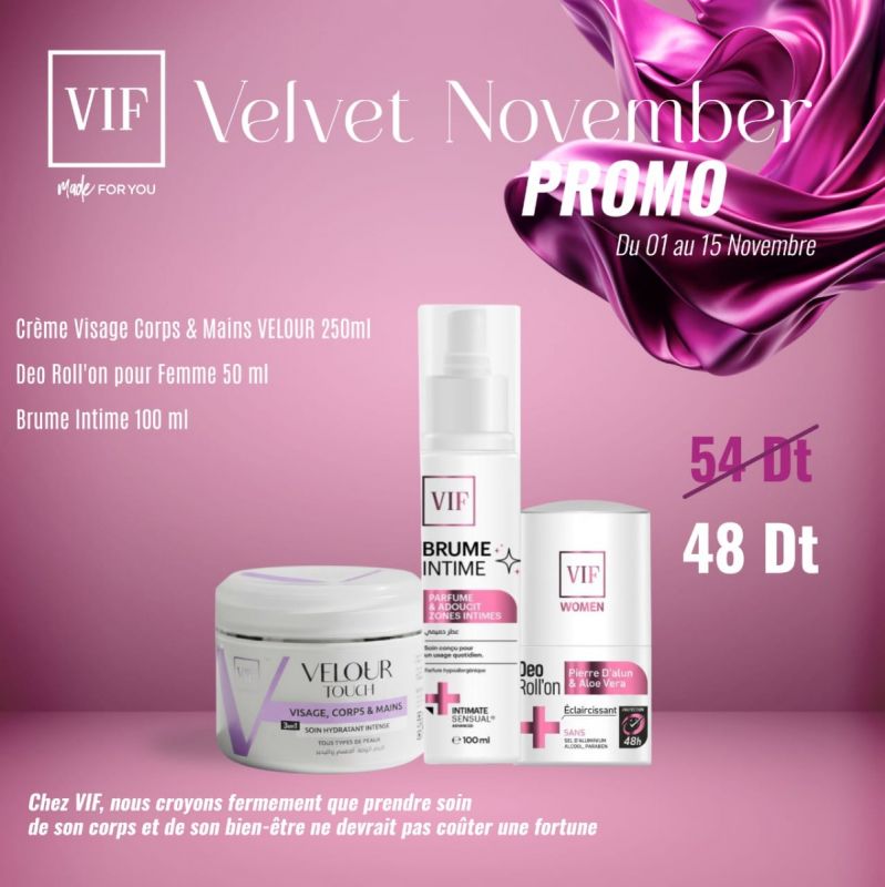 Pack Creme velour - Brume intime - Roll'on femme