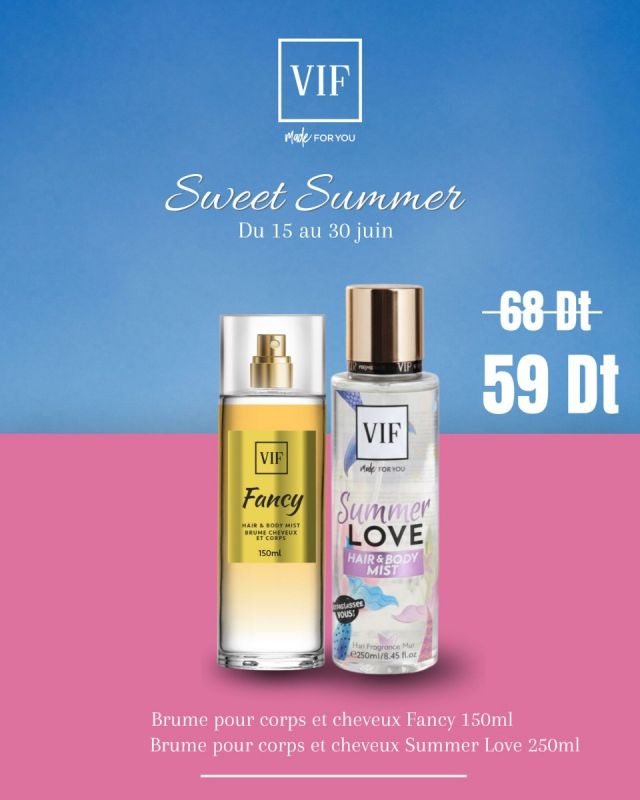 Pack Brume de corps et cheveux Fancy 150 ml - Brume de corps et cheveux Summer Love 250 ml