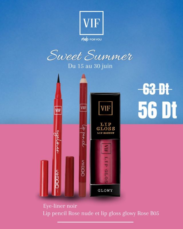 Pack Lip Pencil Rose Nude - Eyeliner Noir - Gloss Brillant Rose B05