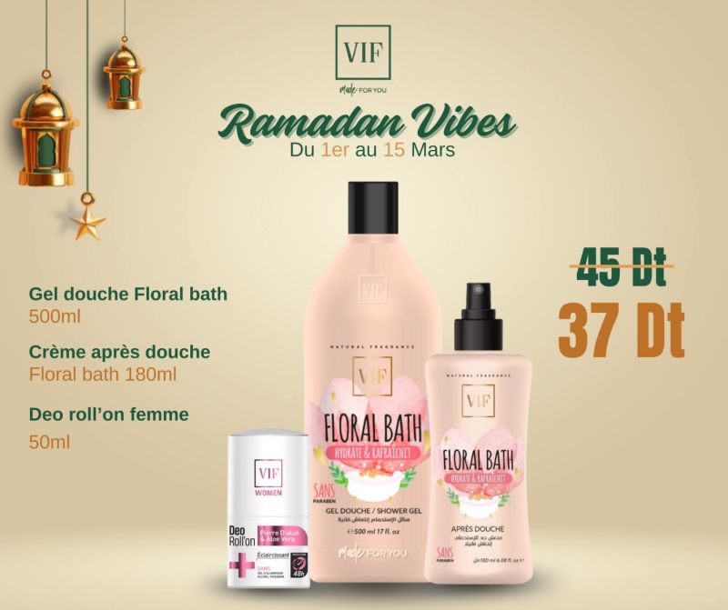 Pack Gel douche et Apres douche floral - Deo roll'on femme