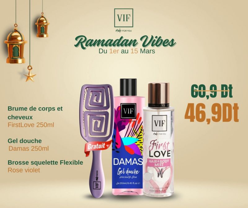 Pack Brume First love - Brosse rose violet - Gel douche damas