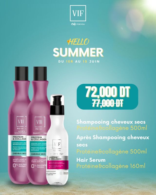 Pack Shampoing Cheveux Secs 500 ml - Apres Shampoing Cheveux Secs 500 ml - Hair Serum Protein & Collagen160 ml