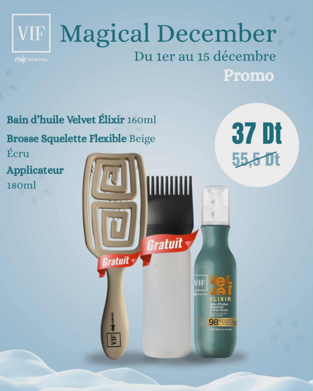 Pack Bain D'Huile Velvet Elixir 160 ml - Brosse marron - applicateur