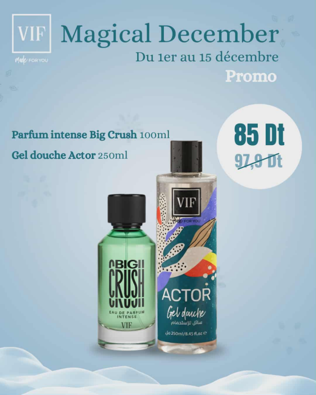 Pack Parfum CRUSH 100ml - Gel douche ACTOR 