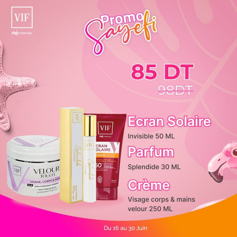 Pack creme velour - Parfum Splendide 30ml - Ecran solaire invisible 50ml