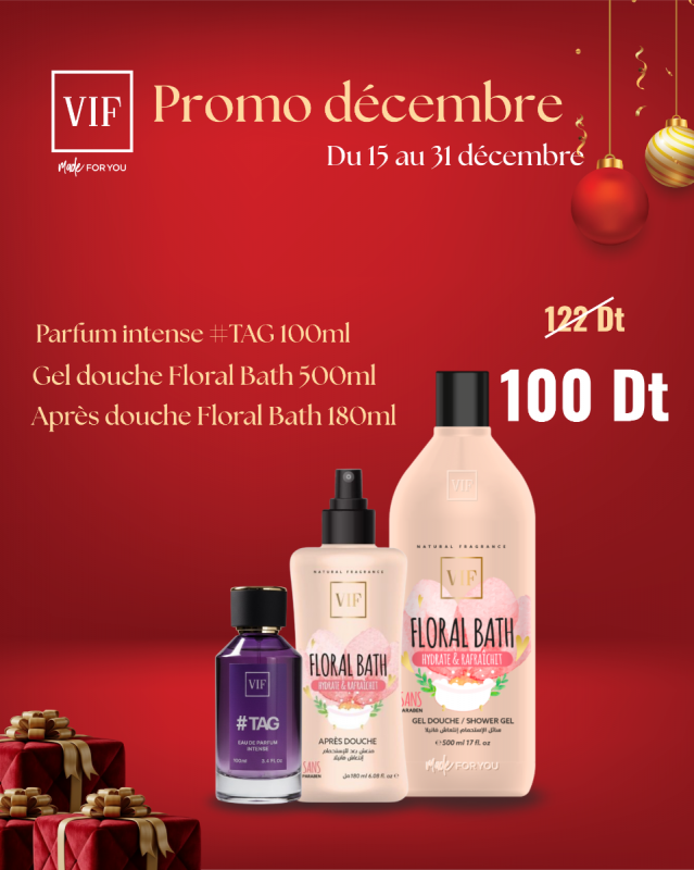 Pack Floral gel douche 500ml - Apres douche 180ml - Parfum TAG 100ml