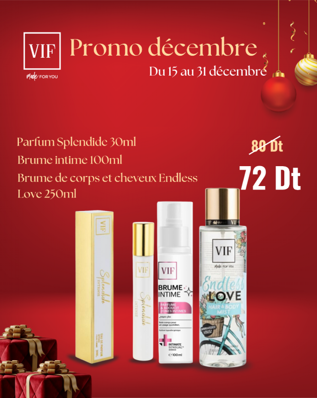 Pack Parfum Spledide 30ml - Brume intime 100ml - Brume endless love 250ml