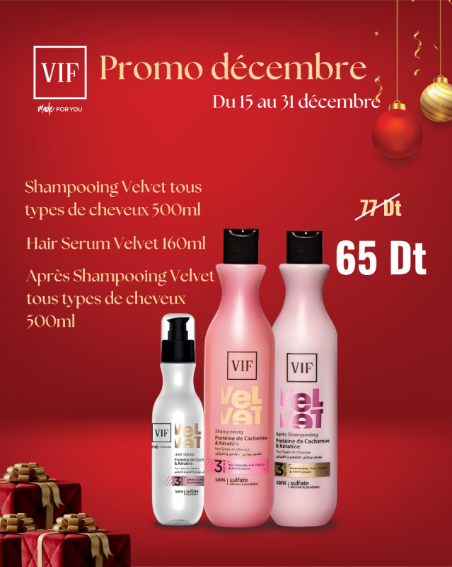 Pack Velvet tous types de cheveux -Shampoing 500ml - Apres 500ml - Hair serum velvet 160ml